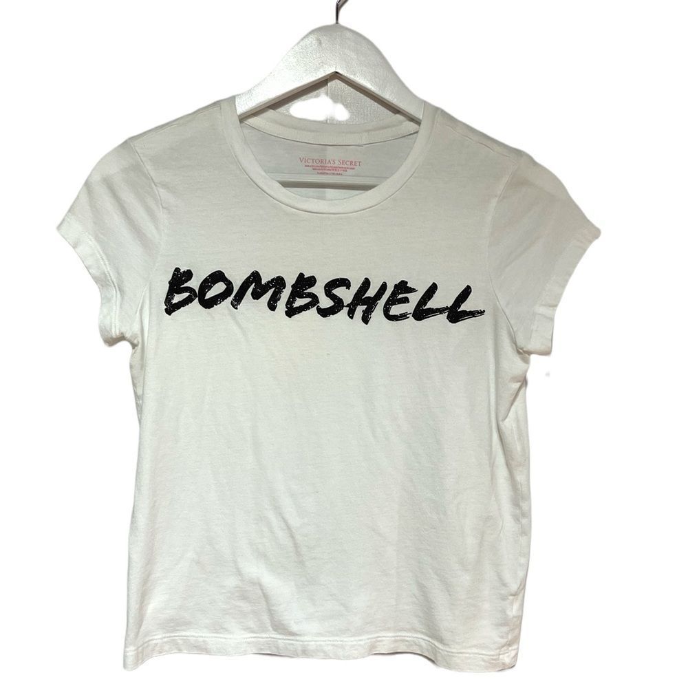 2000 Era Victorias Secret BOMBSHELL shimmer letter shirt sleeve tee small